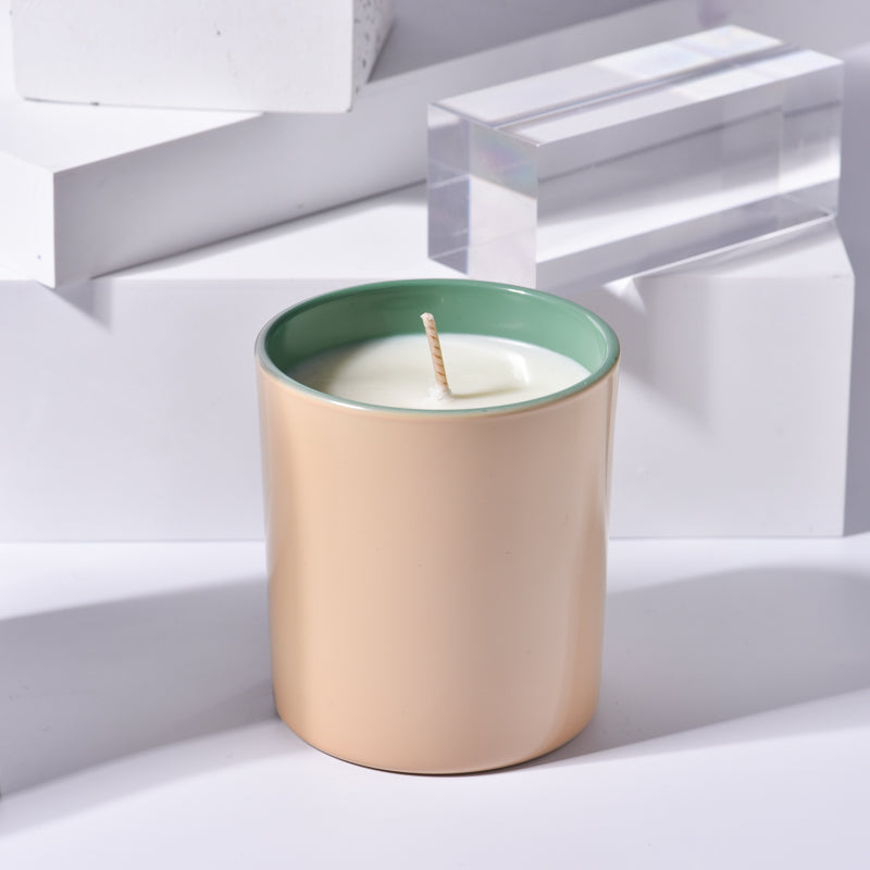 Two tone candle jar, Flat Base, Cream