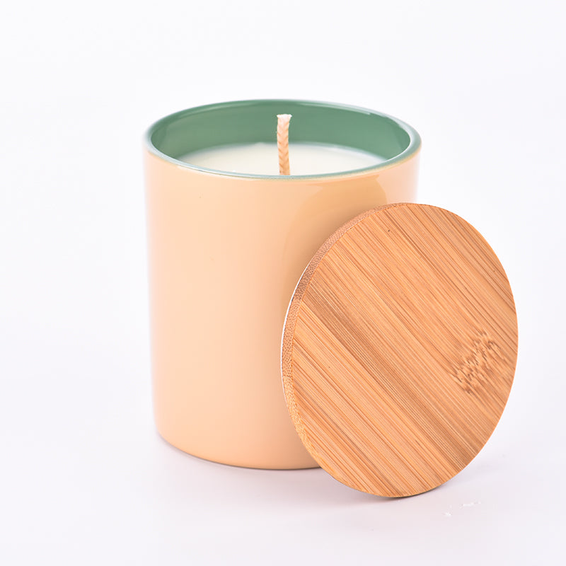 Two tone candle jar, Flat Base, Cream