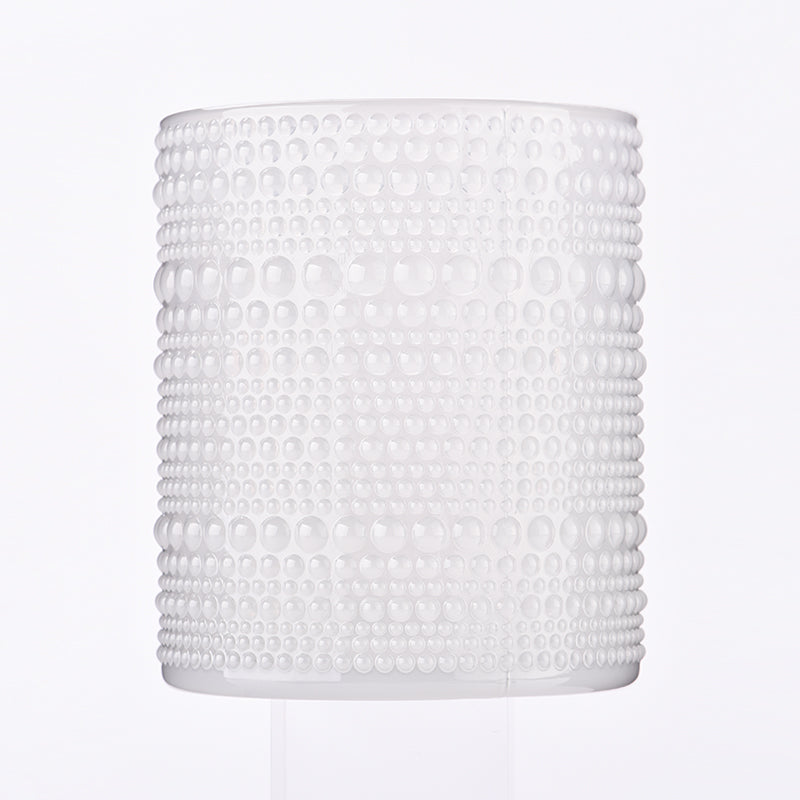 Beaded Textured glass candle jars, White