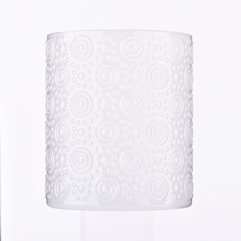 Textured glass candle jars, Circles and Dots, White