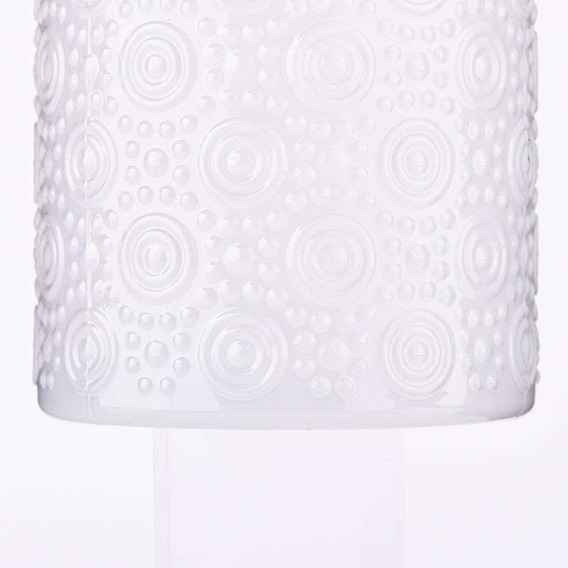 Textured glass candle jars, Circles and Dots, White