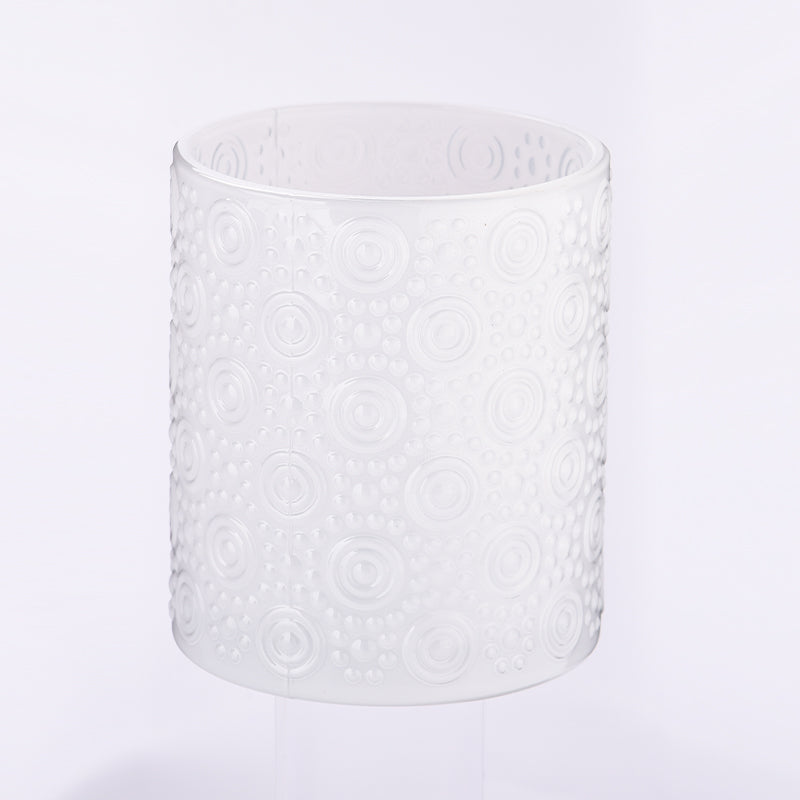 Textured glass candle jars, Circles and Dots, White