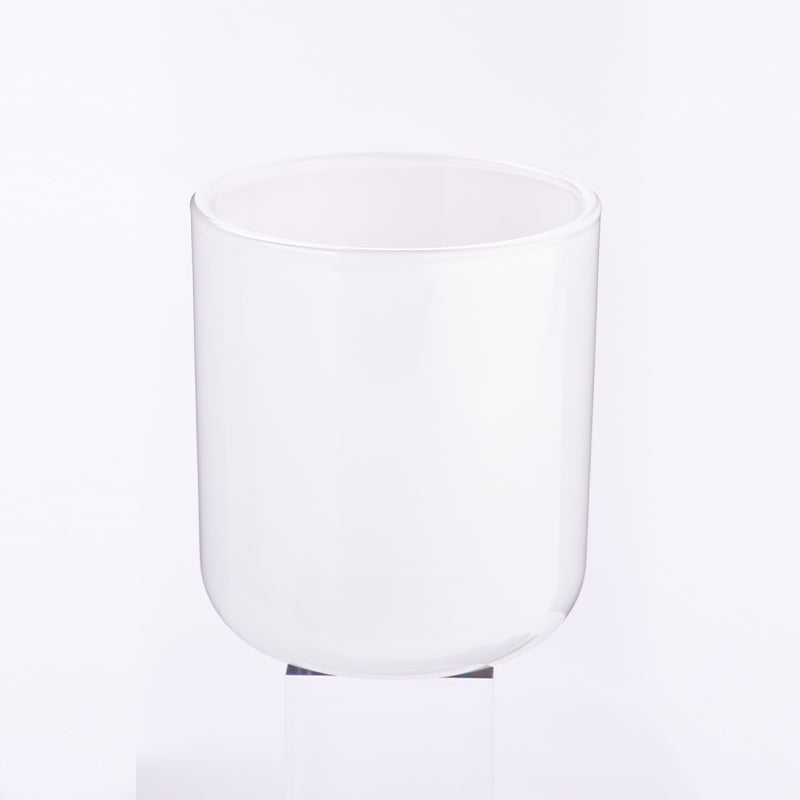 Glass candle jars, Round Base, White