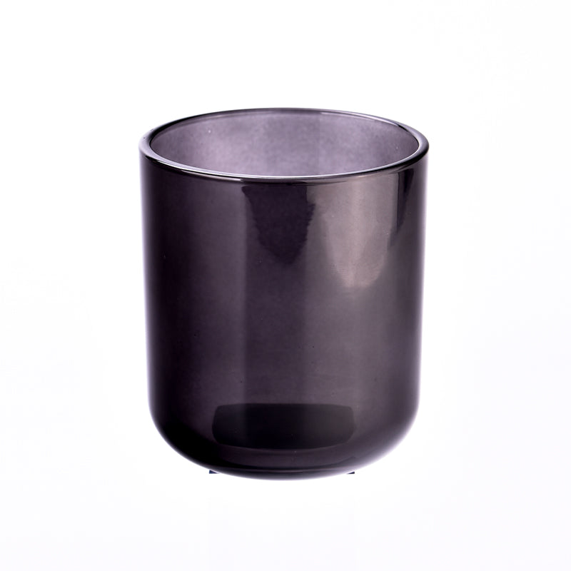 Glass candle jars, Round Base, Black