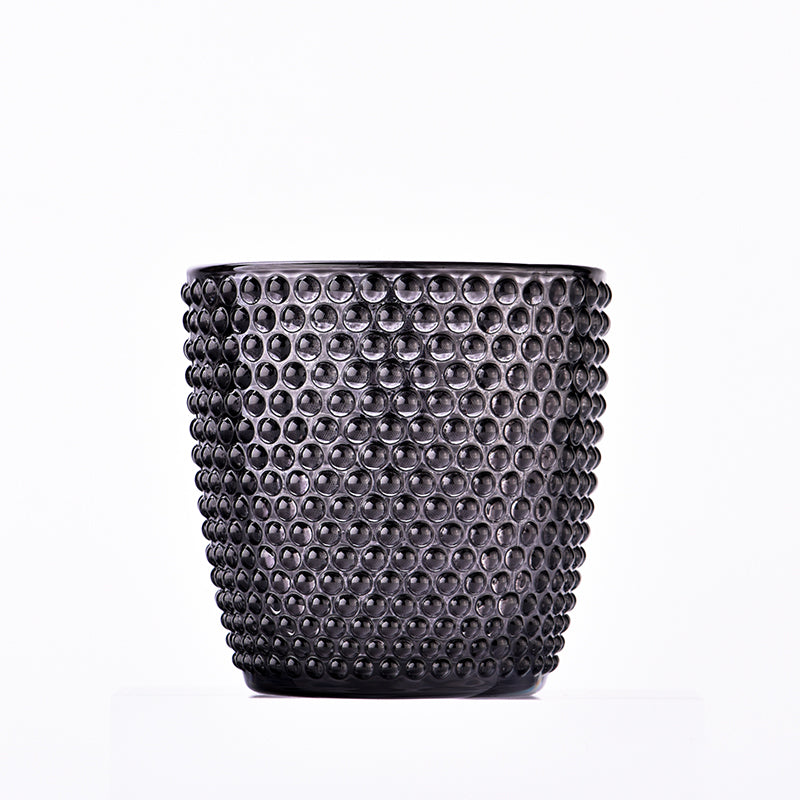 Textured Glass candle jars, Dots, Black