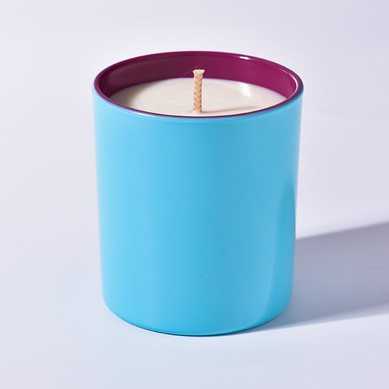 Two tone candle jars, Flat Base, Sky Blue