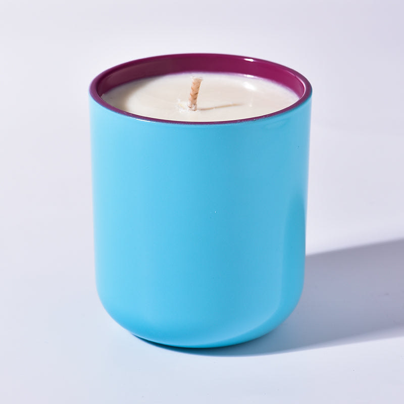 Two tone candle jars, Round Base, Sky Blue