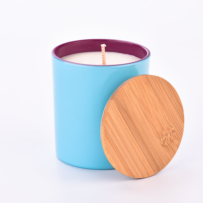 Two tone candle jars, Flat Base, Sky Blue