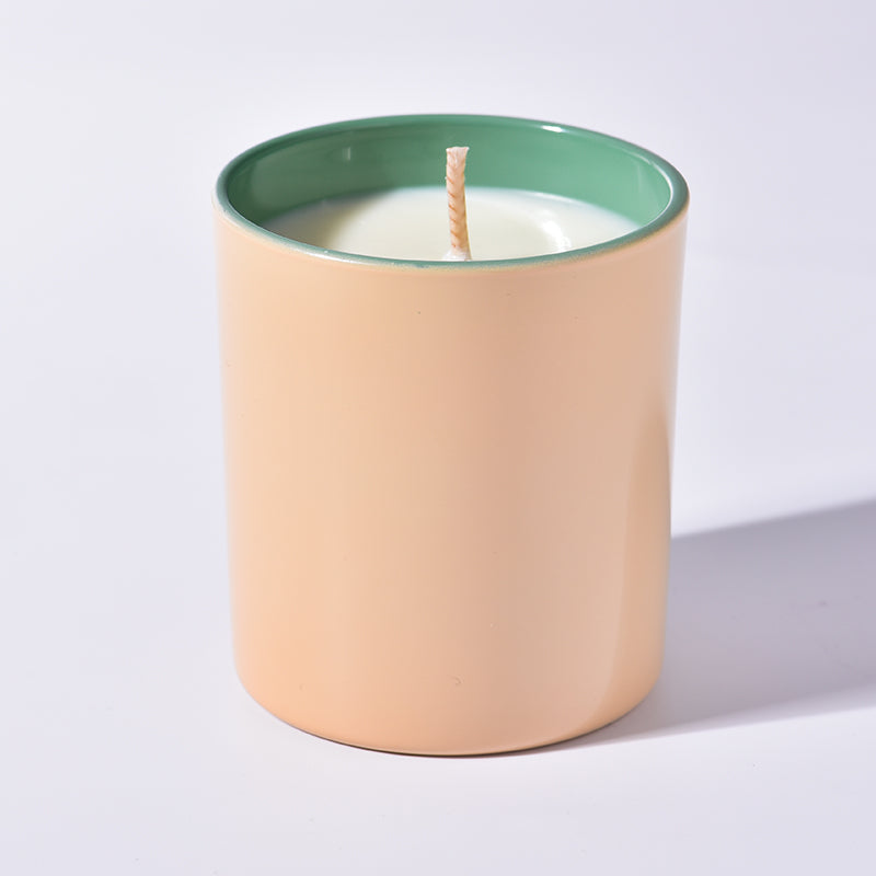 Two tone candle jar, Flat Base, Cream